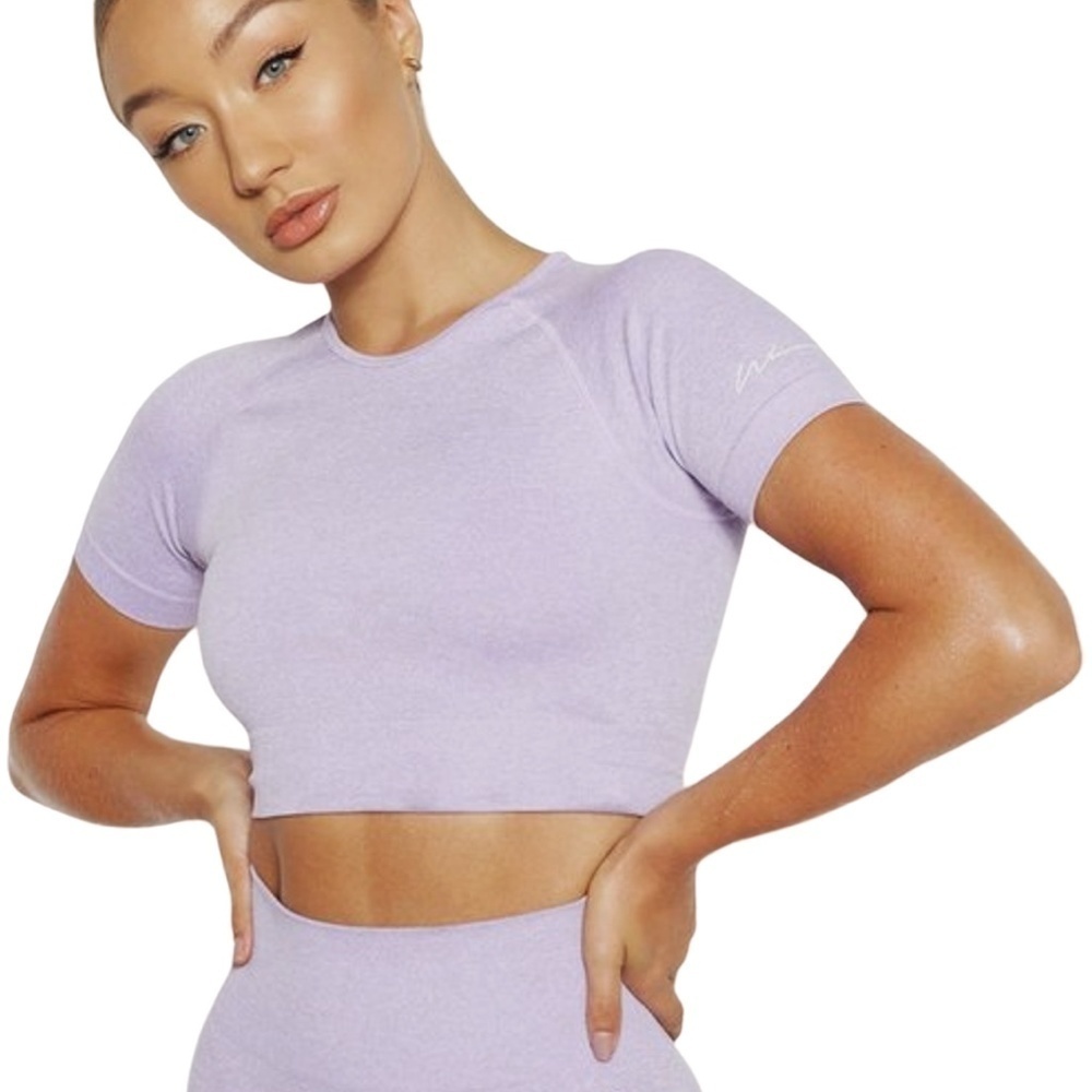 Boohoo Compression Seamless Gym Crop Top Short Sleeve Athletic Fitness Workout